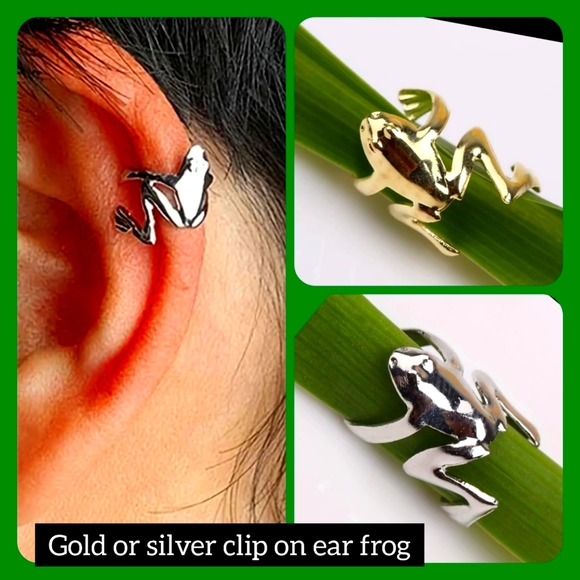 Jewelry 525 Gold Or Silver Frog Ear Cuff Cute Froggy Gives Your Ear A